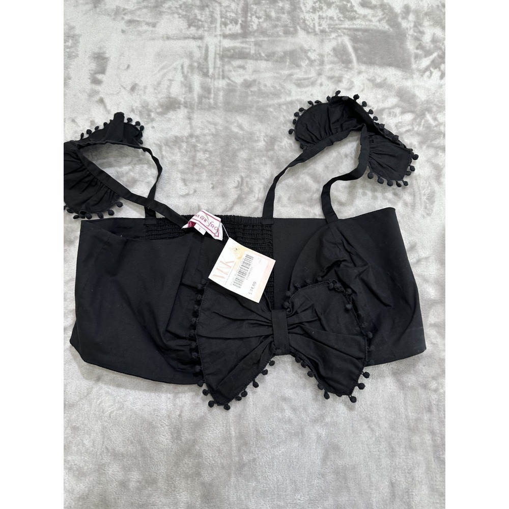 Southern Frock Camisole Top Cami Women's Size Large Black Front Stretch Bow NWT‎